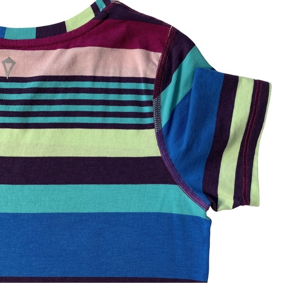 Ivivva Girls Multicolored Striped Short Sleeve Tee Top Size 8 - Picture 9 of 14